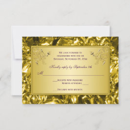 Paarse en gouden bloemkaart voor RSVP Kaartje