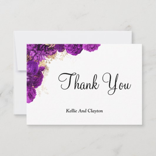 Paarse en gouden bloemkaarten voor dankbetuiging (Voorkant)