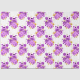 Paarse en gouden bloemreeks Ontwerp 5 Tissuepapier