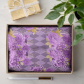 Paarse en gouden bloemreeks Ontwerp 8 Tissuepapier (Geschenk)