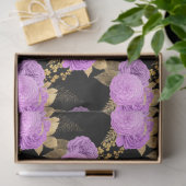 Paarse en gouden bloemserie ontwerp 12 tissuepapier (Geschenk)