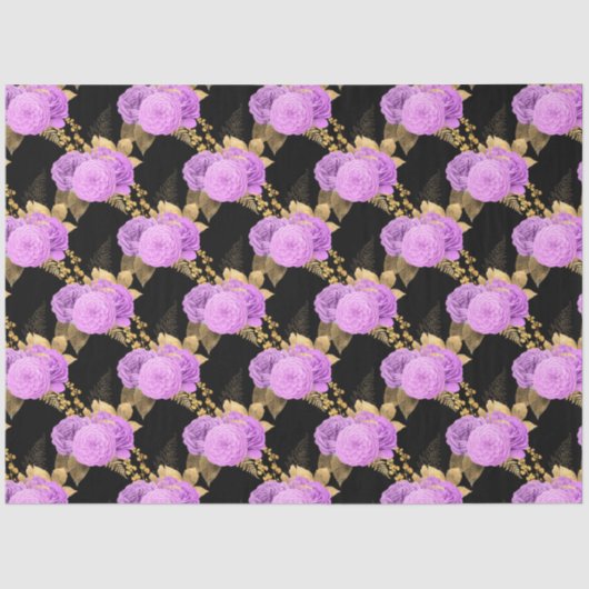 Paarse en gouden bloemserie ontwerp 12 tissuepapier (Voorkant)