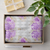 Paarse en gouden bloemserie ontwerp 2 tissuepapier (Geschenk)