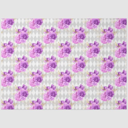 Paarse en gouden bloemserie ontwerp 7 tissuepapier (Voorkant)