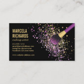 Paarse en gouden Blush Confetti Make-up Artiest Visitekaartje (Achterkant)