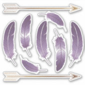 Paarse en gouden boho veren en pijlen plakboek sticker (Voorkant)