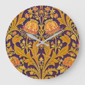 Paarse en gouden Botanische Morris Geïnspireerde B Grote Klok (Voorkant)