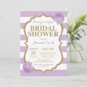 Paarse en gouden bridal Shower Invitation Glitter Kaart (Staand voorkant)