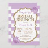 Paarse en gouden bruids brunch uitnodiging glitter (Voorkant / Achterkant)