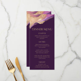 Paarse en gouden bruiloft diner & bar menu