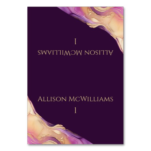 Paarse en gouden bruiloft kaart (Voorkant)