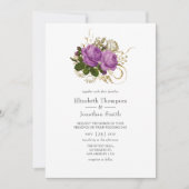 Paarse en gouden bruiloft kaart (Voorkant)