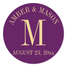 Paarse en gouden bruiloft monogram