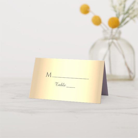 Paarse en gouden bruiloft plaatskaartje (Voorkant)