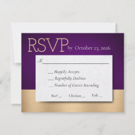 Paarse en gouden bruiloft RSVP Response Kaart