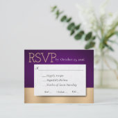 Paarse en gouden bruiloft RSVP Response Kaart (Staand voorkant)