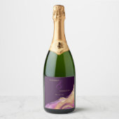 Paarse en gouden bruiloft sparkling wijnetiket (Voorkant)