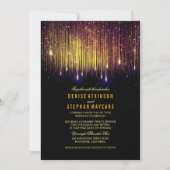 Paarse en gouden bruiloft String Lichten Uitnodige Kaart (Voorkant)