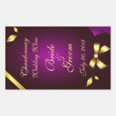 Paarse en gouden bruiloft wijnlabel Sticker (Voorkant)