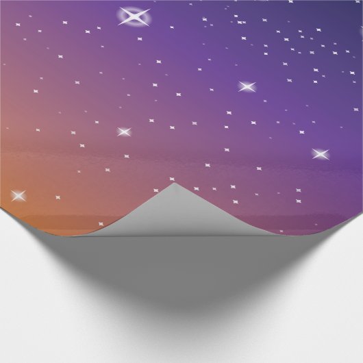 Paarse en gouden bruine hemel cadeaupapier (Hoek)