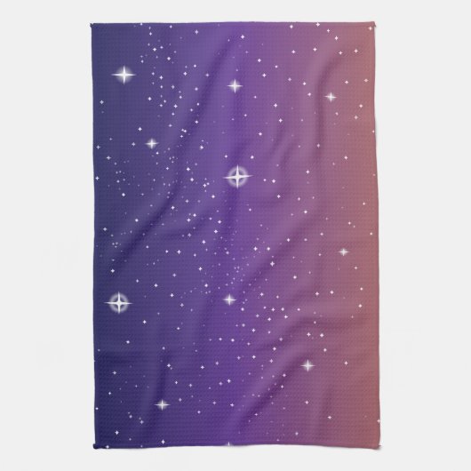 Paarse en gouden bruine hemel theedoek (Verticaal)