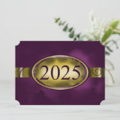 Paarse en gouden Button 2025 Kaart (Staand voorkant)