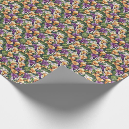 Paarse en gouden Calla Lily Bloemen Cadeauverpakki Cadeaupapier (Hoek)
