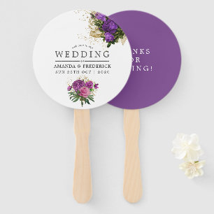 Paarse en gouden chic Wedding Favor Handwaaier