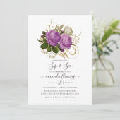 Paarse en Gouden  Chique Bloemen Sip en See Kaart (Staand voorkant)