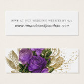 Paarse en gouden  chique bloemenbruiloft RSVP Mini Visitekaartjes (Voorkant /achterkant)