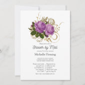 Paarse en gouden chique bloemendouche per post kaart (Voorkant)