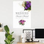 Paarse en gouden  chique bruiloft Welkom Poster (Thuiskantoor)