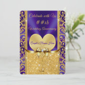 Paarse en gouden Christelijk Jubileum uitnodiginge Kaart (Staand voorkant)