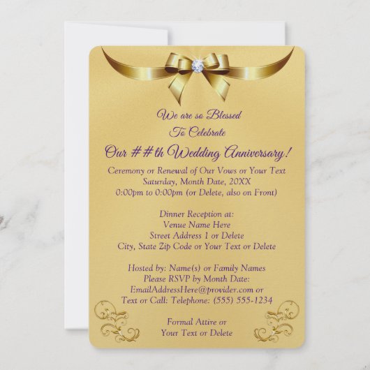 Paarse en gouden Christelijk Jubileum uitnodiginge Kaart (Achterkant)