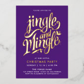 Paarse en gouden cocktail kalligrafie folie uitnodiging (Voorkant)