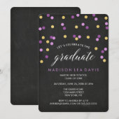 Paarse en gouden Confetti krijtbord Afstuderen Kaart (Voorkant / Achterkant)