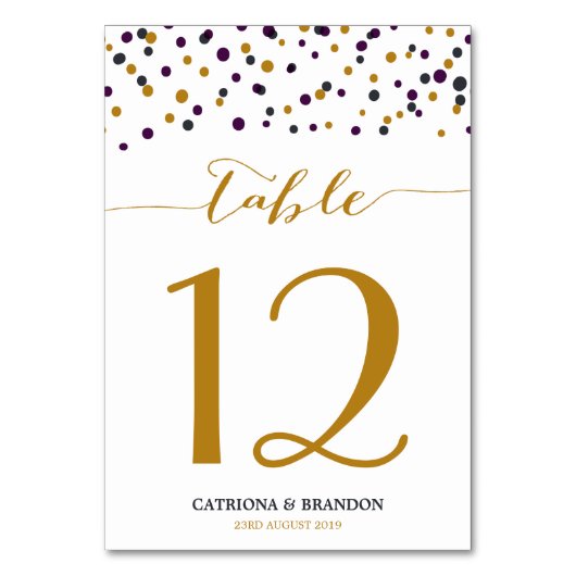 Paarse en gouden Confetti Stippen Moderne Kaart (Voorkant)