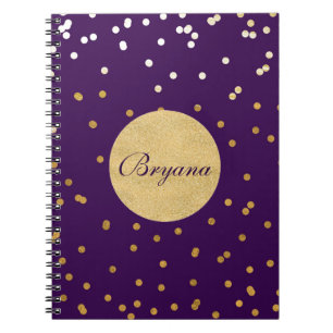 Paarse en gouden Confetti Stippen Moderne Notitieb Notitieboek
