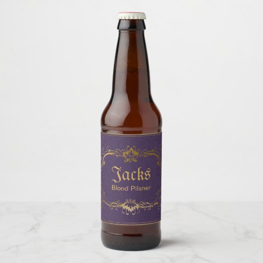 Paarse en gouden Custom Beer Label Bier Etiket (Voorkant)