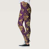 Paarse en gouden Damask Leggings (Links)