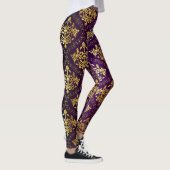 Paarse en gouden Damask Leggings (Rechts)