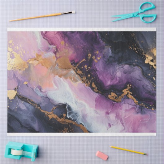 Paarse en gouden decoupage tissuepapier (Craft)