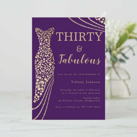 Paarse en gouden dertig en fantastische dertigste kaart (Staand voorkant)