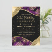 Paarse en gouden Dharma Patroon 21ste Verjaardag Kaart (Staand voorkant)