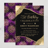 Paarse en gouden Dharma Patroon 21ste Verjaardag Kaart (Voorkant / Achterkant)