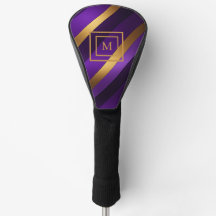 Paarse en Gouden Diagonaal Gestreept Monogram