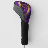 Paarse en Gouden Diagonaal Gestreept Monogram Golfheadcover (Schuin)