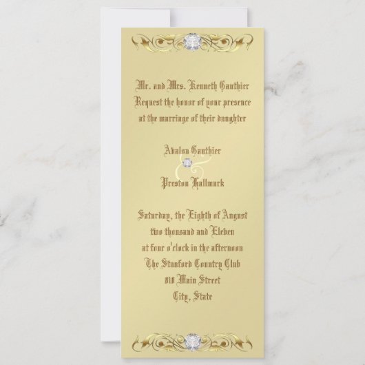 Paarse en gouden diamanten uitnodiging tot bruilof (Achterkant)