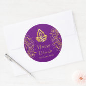 Paarse en gouden Diwali Party Favor Ronde Sticker (Envelop)