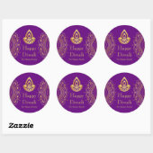 Paarse en gouden Diwali Party Favor Ronde Sticker (Vel)